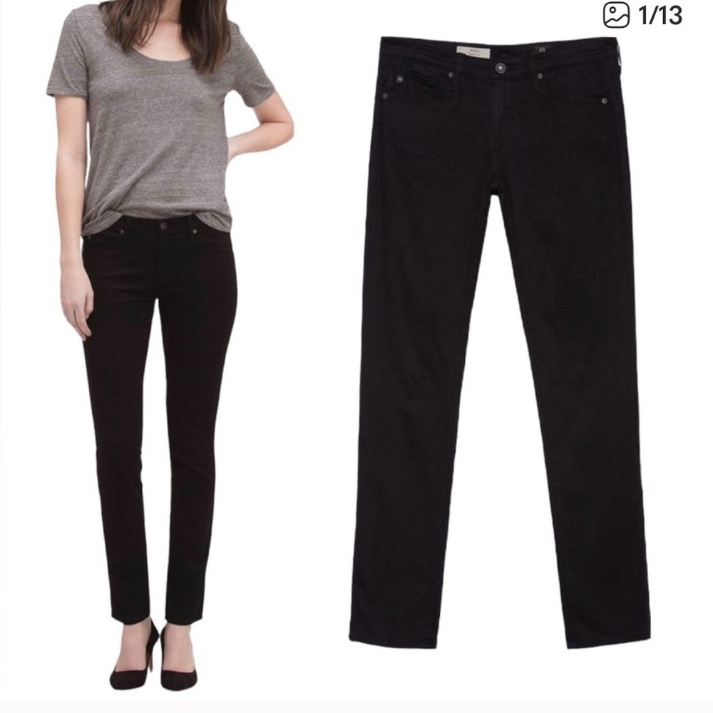 AG Jeans The Stilt Cigarette Leg Skinny Jean in Super Black.